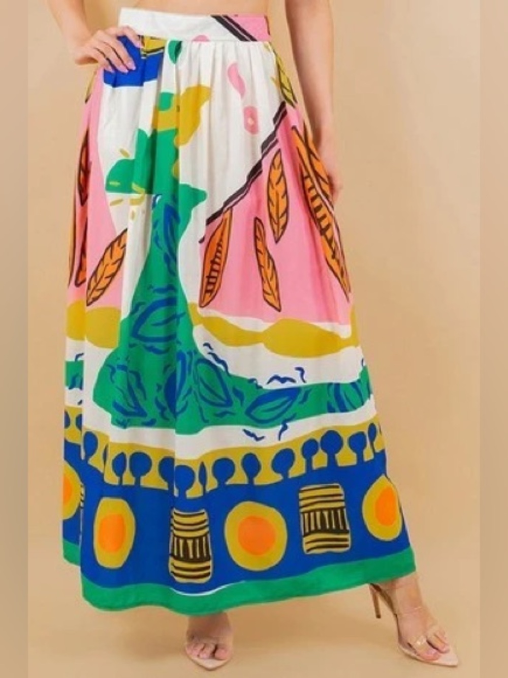 Sunday Up Printed Aviva Colorful Patterned Maxi Skirt Size Large Women’s